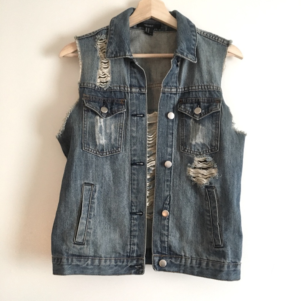 Distressed Jean Vest